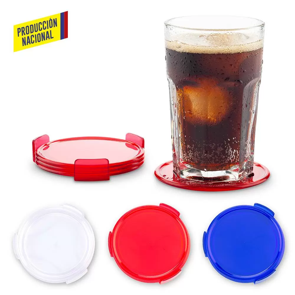 PORTAVASOS PLASTICO SET X 4 Y BASE 8211 PRODUCCION NACIONAL