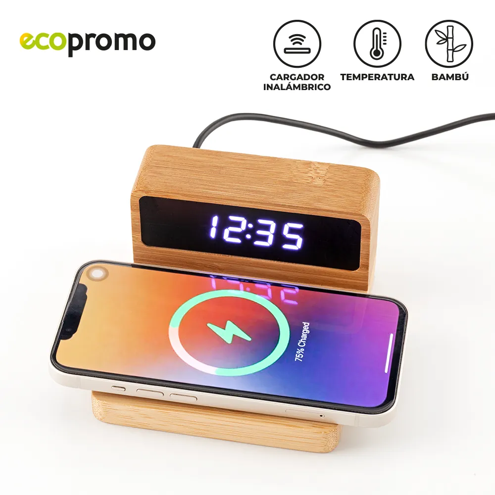 Cargador Inalámbrico Bamboo Clock 0